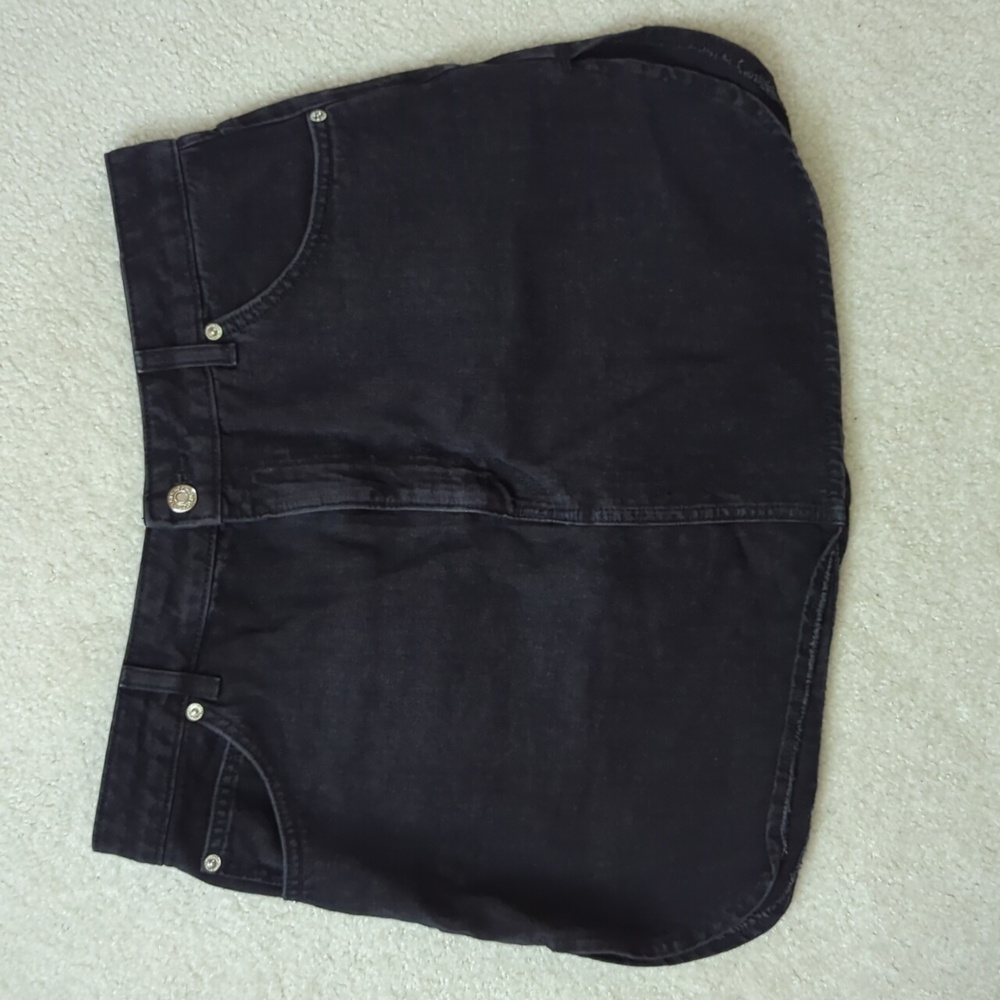 Topshop Black Denim Split Seam Skirt